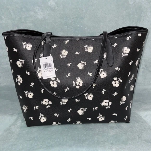 Coach Black and White Floral Tote Bag - Picture 3 of 15